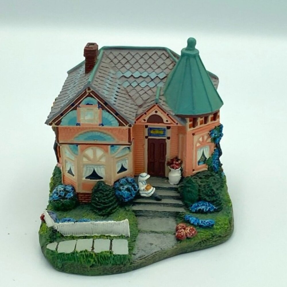 Vtg LeVan Studios Lilac Cottage Hawthorne Victoria Grove Collection Hand Painted